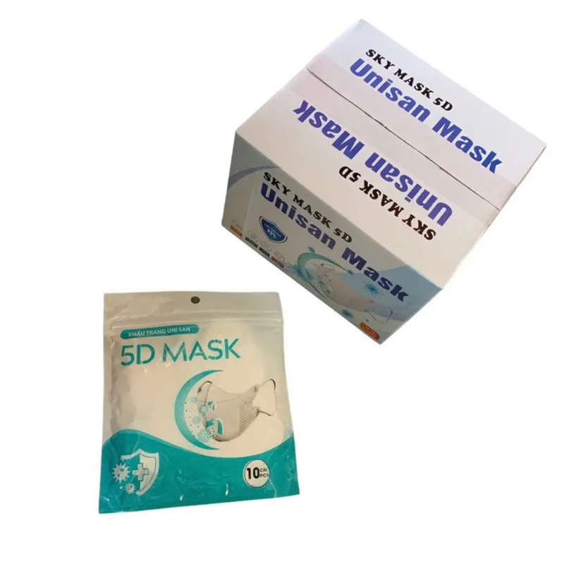 Khẩu trang 5D Unisan - Mask kháng khuẩn - Hàng 3 lớp cao cấp