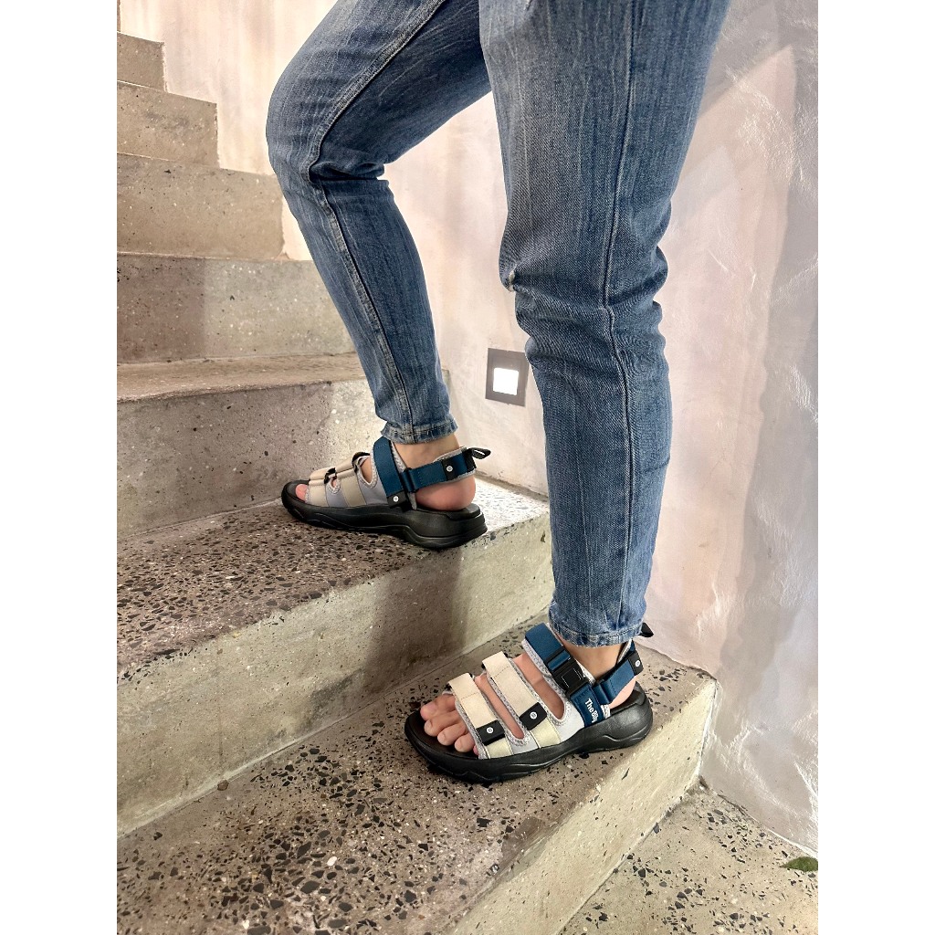 Giày Sandal Nam Nữ Unisex The BiLy Quai Ngang Dây Dù Đế IP Siêu Êm Nhẹ Màu Xanh Kem-BL08