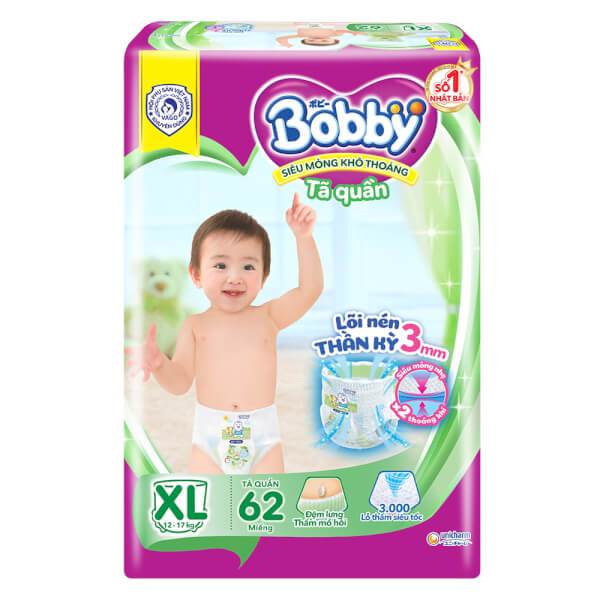 Tã quần Bobby XL62 (XL, 12-17kg, 62 miếng)