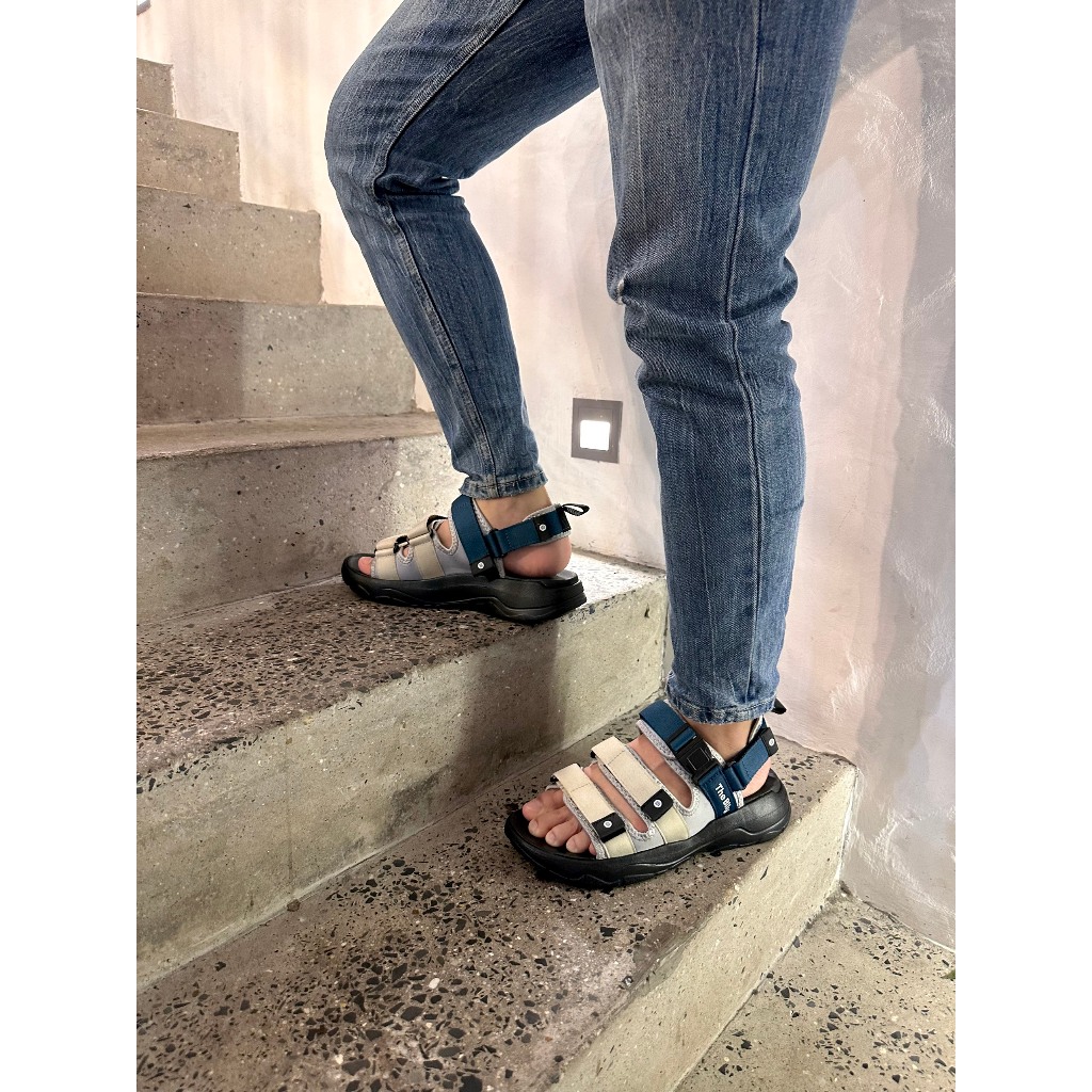 Giày Sandal Nam Nữ Unisex The BiLy Quai Ngang Dây Dù Đế IP Siêu Êm Nhẹ Màu Xanh Kem-BL08