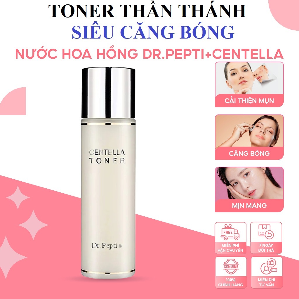 Toner Dr Pepti thần thánh dưỡng da trắng sáng mịn màng hơn, da căng bóng cấp ẩm 180ml Centella.