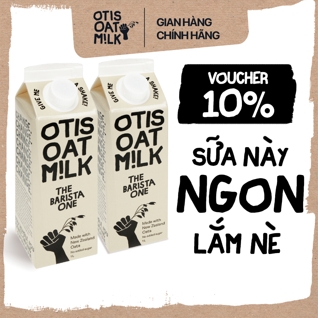 COMBO 2 Hộp Sữa Yến Mạch OTIS OAT MILK The Barista One Thuần Chay, Không Đường, Hỗ Trợ Giảm Cân, Eat Clean - Hộp 1 Lít