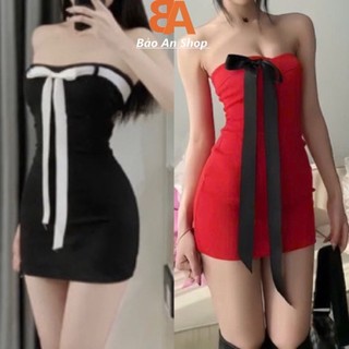 Đầm ống gân viền kiểu phối lạ