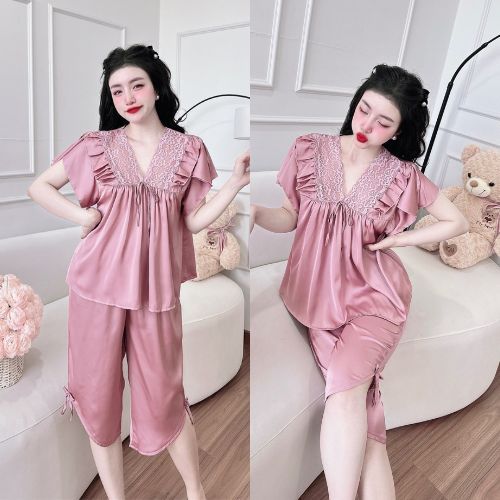 Đồ Ngủ Nữ MIKY, Đồ Ngủ Lửng lụa Latin cao cấp mềm mại xinh xắn < 70KG