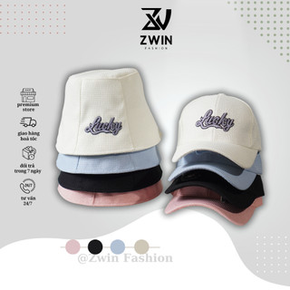 Mũ lưỡi trai mũ bucket thêu LUCKY đội đôi cặp couple gia đình CÓ SIZE TRẺ EM chất vải bố form unisex nam nữ N132 - Zwin