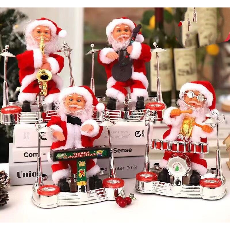 Đồ Chơi Ông Già Noel Leo Dây, Nhảy Dù, Chui Ống Khói, Đánh Đàn Có Đèn Có Nhạc  - Quà Tặng Cho Bé Mùa Giáng Sinh An Lành
