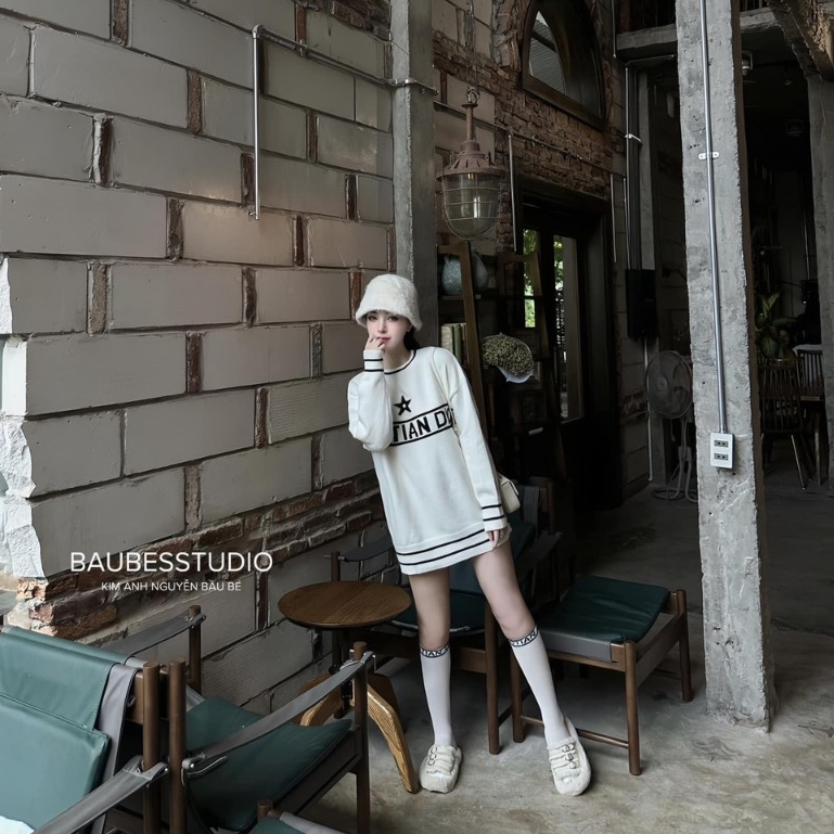 ÁO LEN DIO CỔ TRÒN QUẢNG CHÂU UNISEX NAM NỮ FORM RỘNG