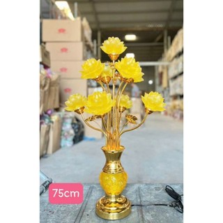 1 Cặp đèn thờ 9 bông lưu ly hoa sen vàng cao cấp