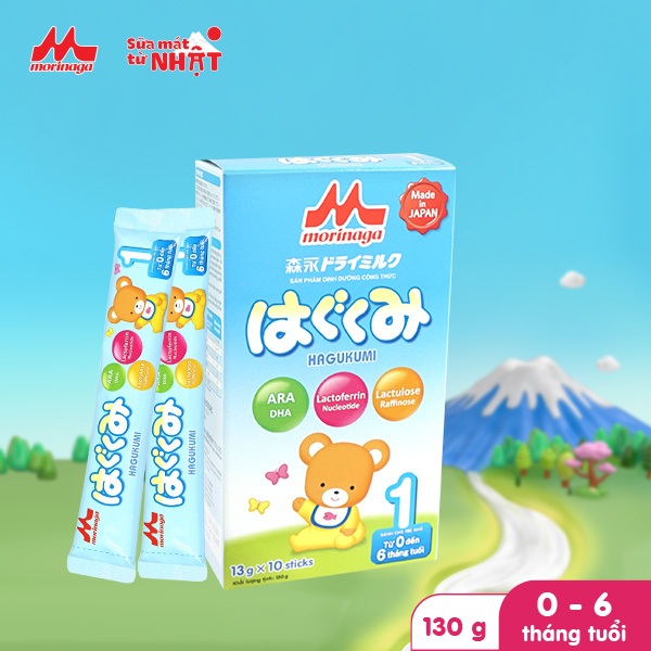Sữa Morinaga Số 1 Hagukumi Nhật Bản 130g - dạng thanh tiện lợi - sữa công thức dành cho trẻ sơ sinh