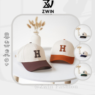 Nón kết - Mũ lưỡi trai phối màu thêu chữ H chất kaki form unisex nam nữ N133 - Zwin