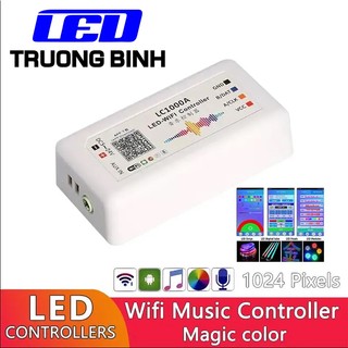 LC1000A BỘ ĐIỀU KHIỂN LED FULL MÀU ARGB WS2812B WS2811 UCS1903 NHÁY THEO NHẠC ĐIỀU KHIỂN QUA APP WIFI