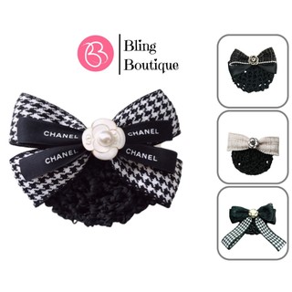 Kẹp tóc búi lưới vải dạ đính hoa trà-Phụ kiện tóc chuyên nghiệp-Trung niên-Bling Boutique