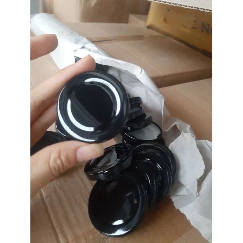 Hũ chưng yến 75ml.Thủy Tinh nắp thiếc màu Đen.