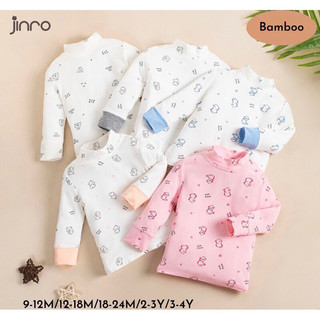 Jinro - Áo giữ nhiệt cổ 3 phân họa tiết vải Bamboo mềm cho bé trai bé gái từ 9 tháng đến 4 tuổi