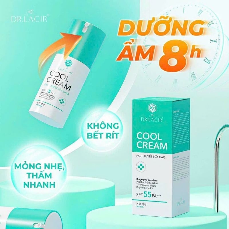 Kem face lạnh cool cream dr lacir chống nắng dưỡng trắng da, mờ thâm nám