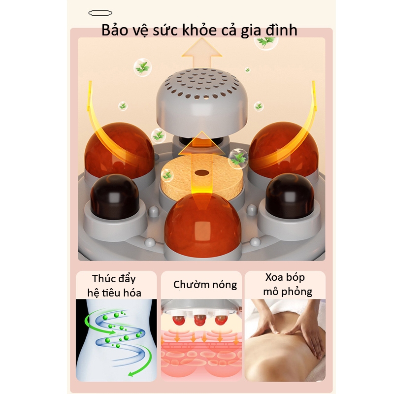 Máy Massage Bụng Đa Năng 3 Chế Độ, Đai Mát Xa Bụng Tinh Dầu Thảo Dược Chườm Nóng Giúp Giảm Mỡ Bụng, Chân Đùi, Vùng Lưng