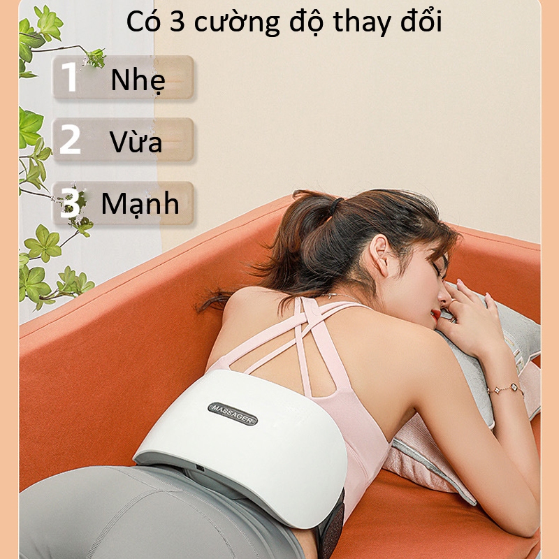 Máy Massage Bụng Đa Năng 3 Chế Độ, Đai Mát Xa Bụng Tinh Dầu Thảo Dược Chườm Nóng Giúp Giảm Mỡ Bụng, Chân Đùi, Vùng Lưng
