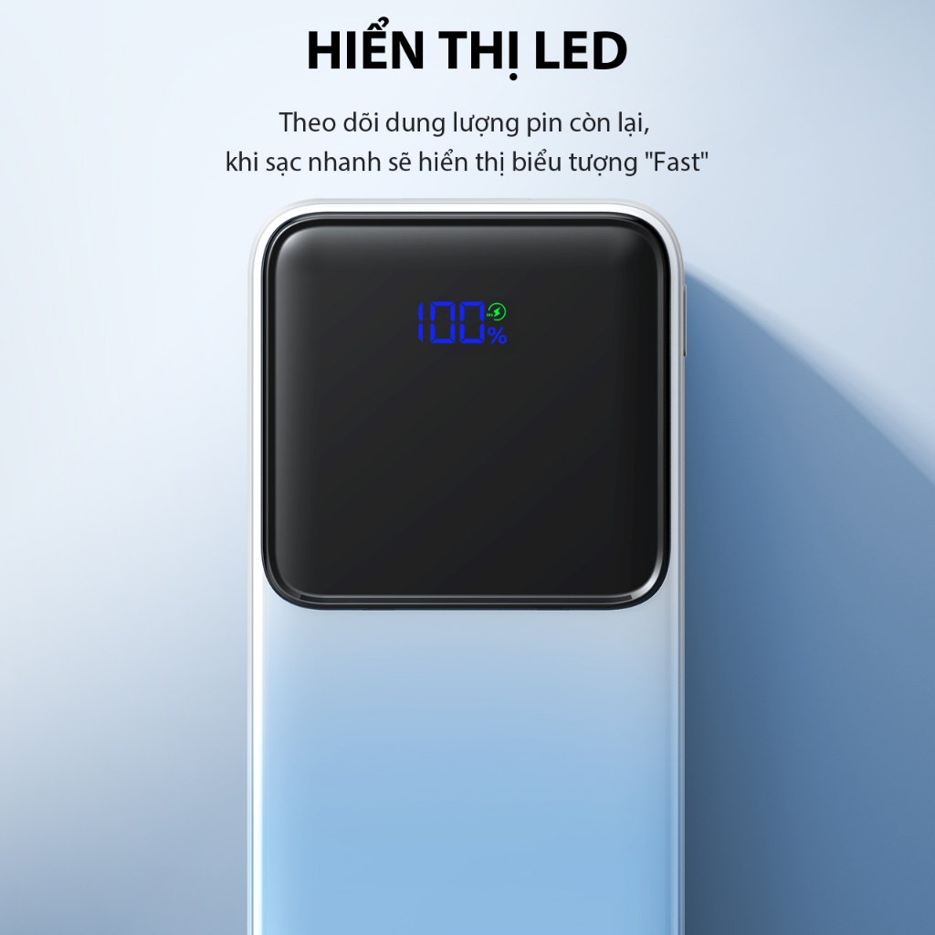 Pin Sạc Dự Phòng 20000mAh VIVAN VPB-D20, 3 Cổng Sạc Ra Công Suất 22.5W Màn Hình LED Hiển Thị Pin Hỗ Trợ PD/ QC3.0/ VOOC