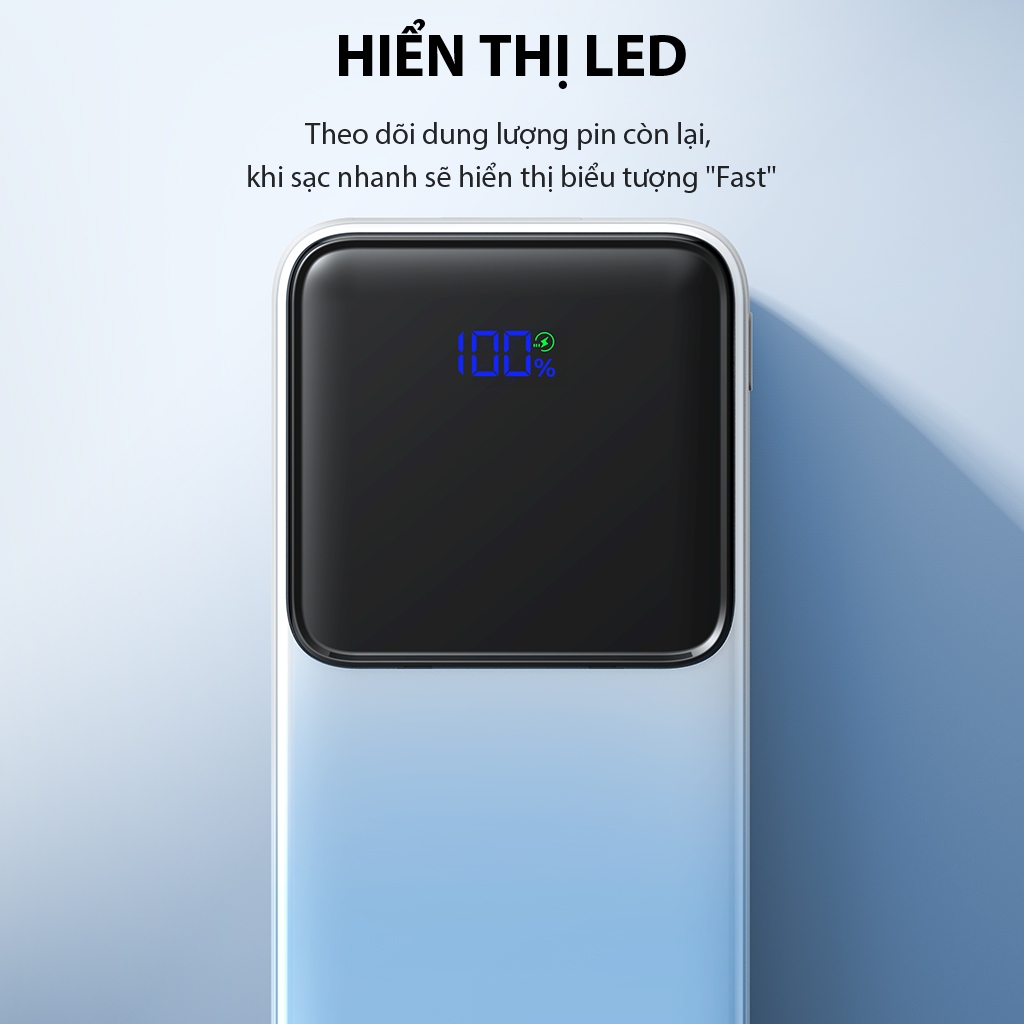 Pin Sạc Dự Phòng 10000mAh VIVAN VPB-D10, 3 Cổng Sạc Ra Công Suất 22.5W, Màn Hình LED Hiển Thị Pin Hỗ Trợ PD/ QC3.0/ VOOC