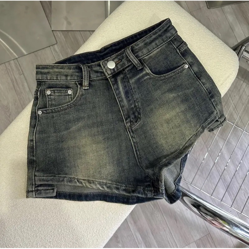 Quần short jean trơn co dãn