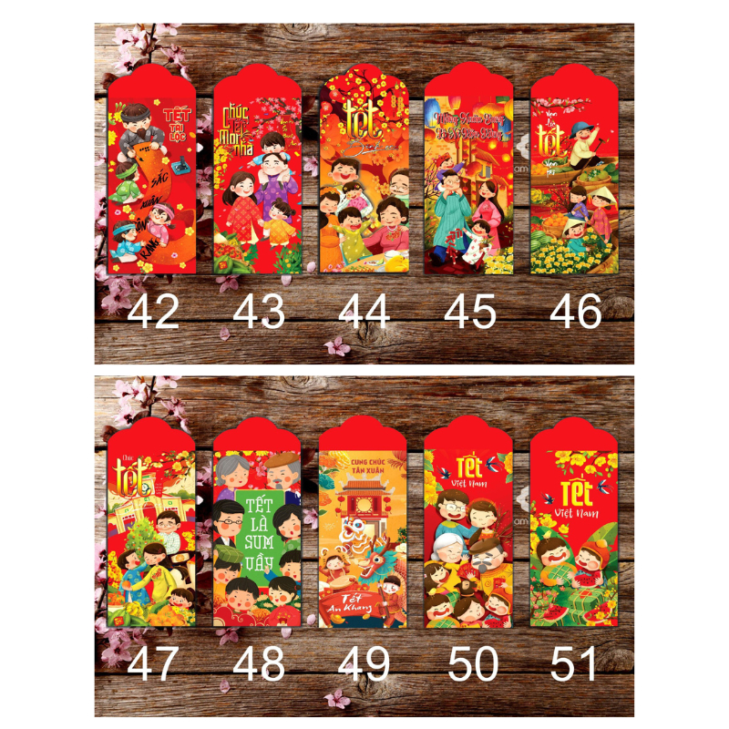 Combo 50 bao lì xì tết cao cấp 2024