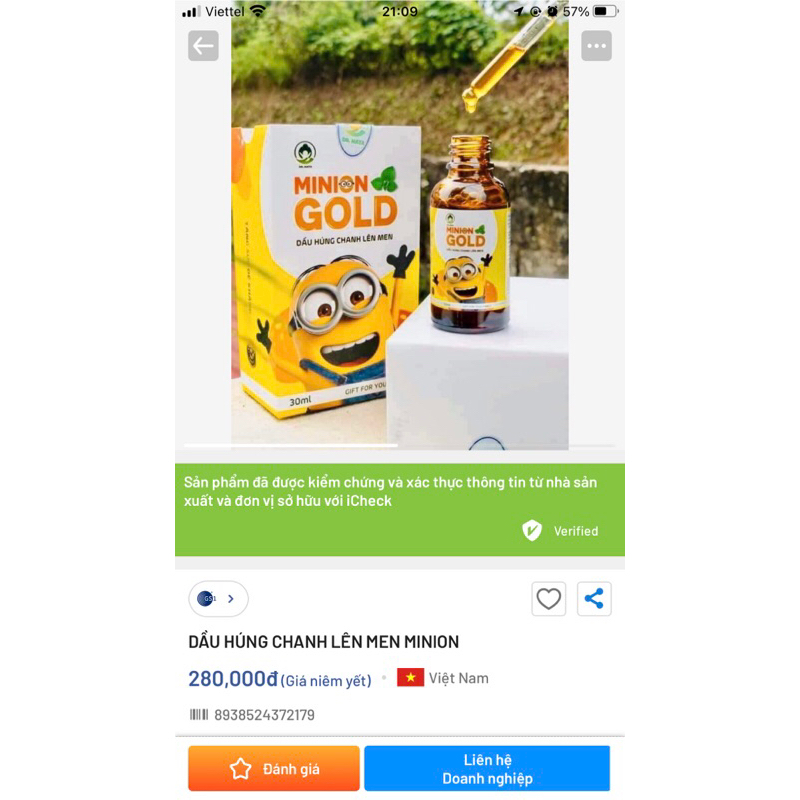 1 HỘP TINH DẦU HÚNG CHANH LÊN MEN MINION GOLD 30ML  DR.MAYAA