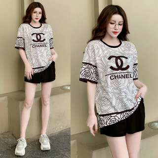 SÉT BỘ SHORT NỮ THUN COTTON PHỐI 3D CAO CẤP