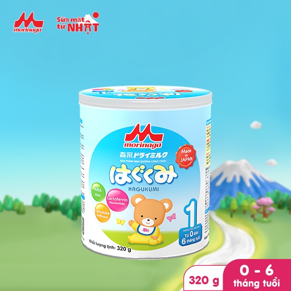 Sữa Morinaga Hagukumi Số 1 Nhật Bản 320gr tăng sức đề kháng, DHA, Ca từ 0 - 6 tháng