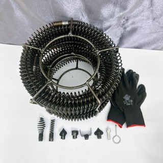 Dây lò xo thông tắc cống dùng cho máy khoan (Gồm dây lò xo phi 16 + 6 đầu thông + 1 đầu kết nối )