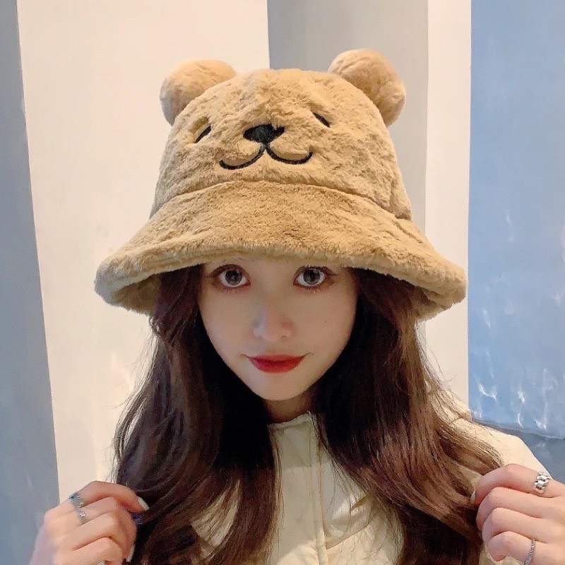Nón Bucket Tai Gấu, Mũ Tai Bèo Rộng Vành Lông Mượt Phong Cách Hàn Quốc Trẻ Trung