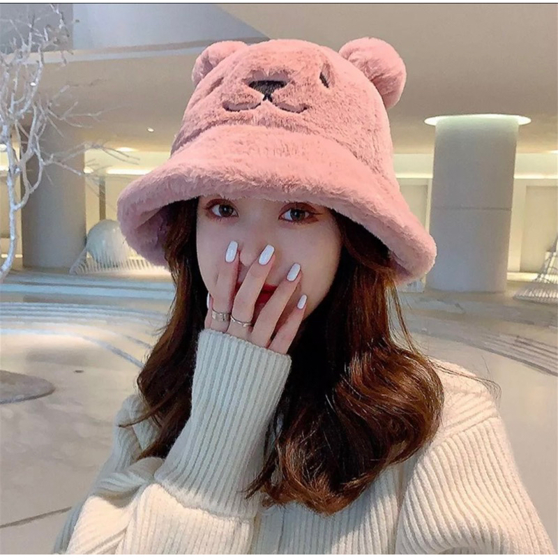 Nón Bucket Tai Gấu, Mũ Tai Bèo Rộng Vành Lông Mượt Phong Cách Hàn Quốc Trẻ Trung