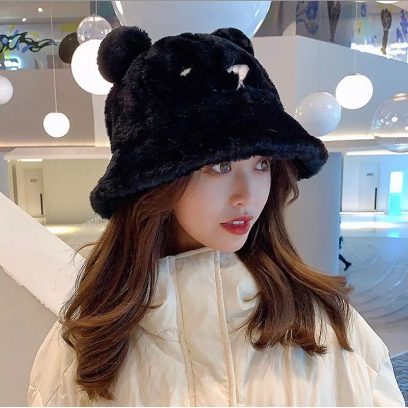 Nón Bucket Tai Gấu, Mũ Tai Bèo Rộng Vành Lông Mượt Phong Cách Hàn Quốc Trẻ Trung