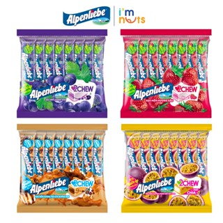 Kẹo mềm Alpenliebe 2Chew đủ vị dạng thỏi (Túi 16 thỏi) - Hương Dâu, Nho, Chanh dây hạt chia, Trà sữa đường đen