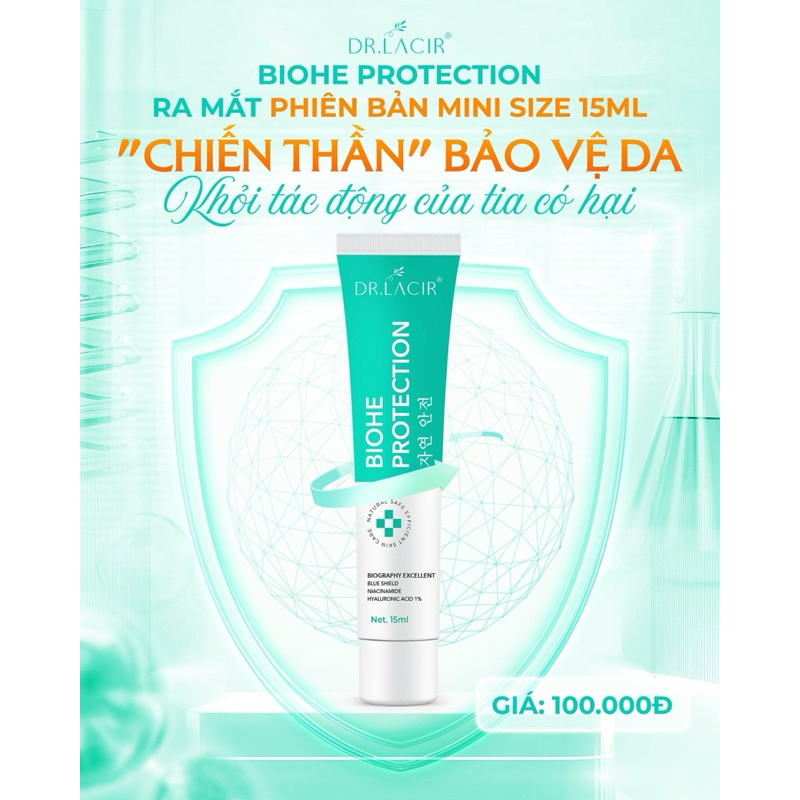 Mini Size Chống Nắng Sinh Học BioHE Drlacir Hộp 5g Bảo vệ da khỏi tia HEV, hỗ trợ tái tạo da,dưỡng da