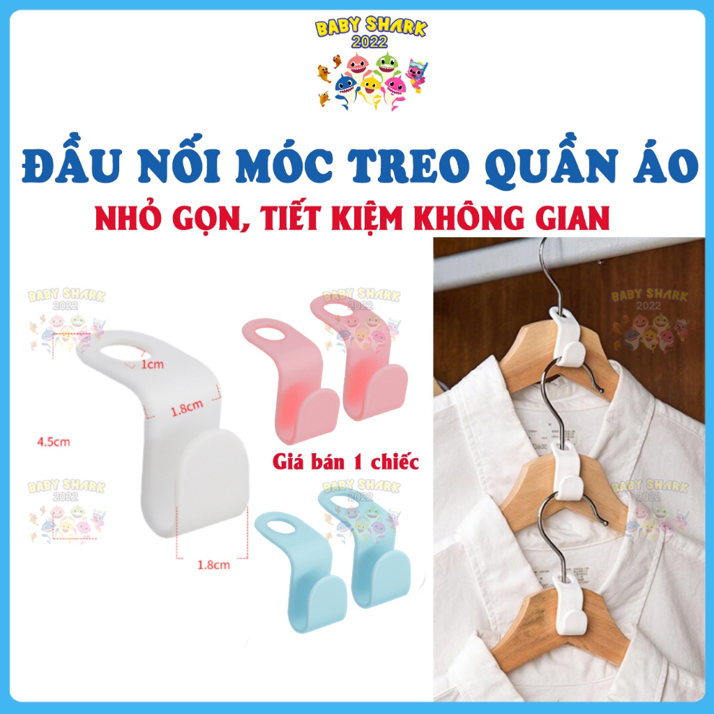 Móc nhựa treo quần áo đa năng, đầu nối móc treo quần áo, tiết kiệm diện tích