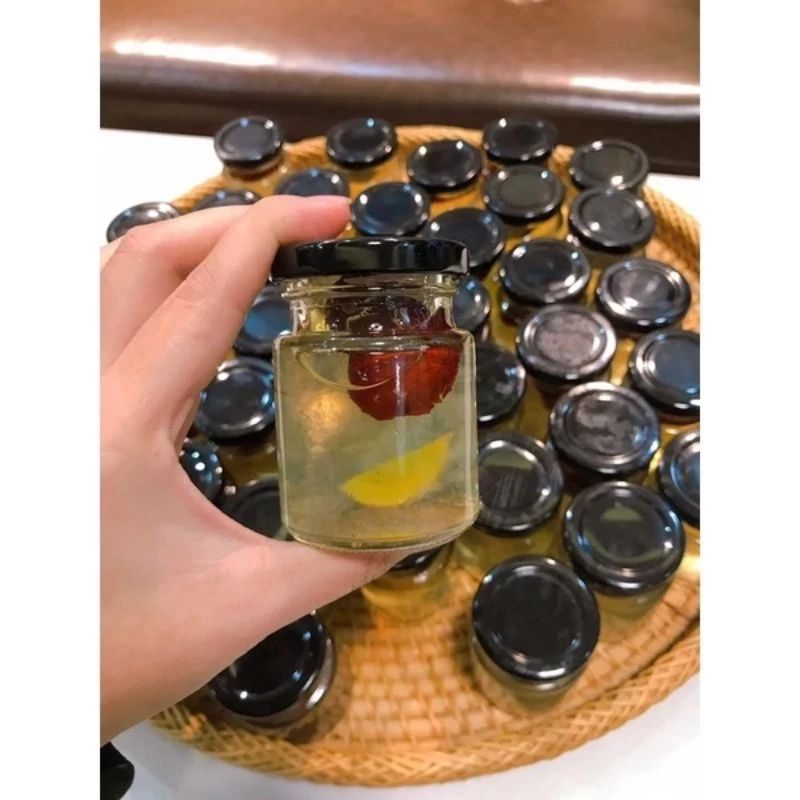 Hũ chưng yến 75ml.Thủy Tinh nắp thiếc màu Đen.