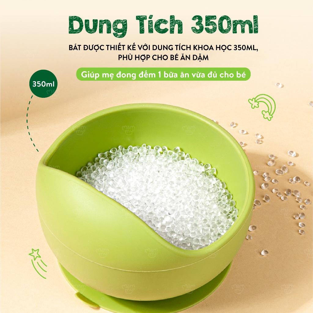 Bộ dụng cụ ăn dặm silicone dành cho bé mới bắt đầu ăn dặm Mămmy Baby Feeding Set hỗ trợ bé tập xúc ăn độc lập