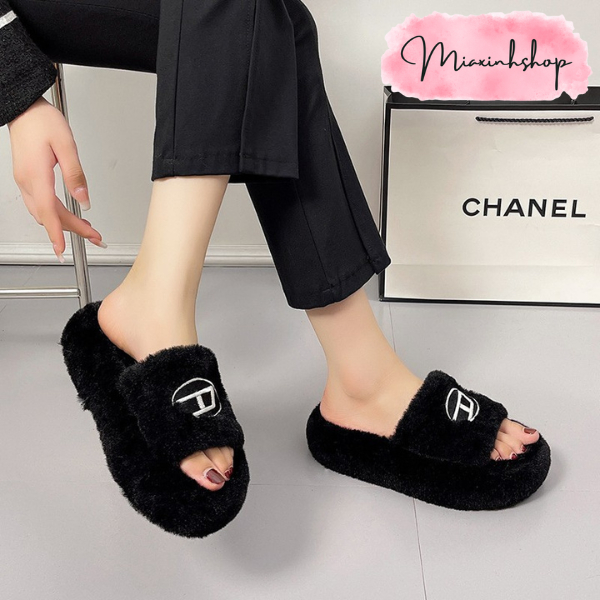 Dép lông nữ dép lê bông đế cao 4P LOẠI 1 FULL HỘP siêu xinh đi mềm êm chân hàng QCCC