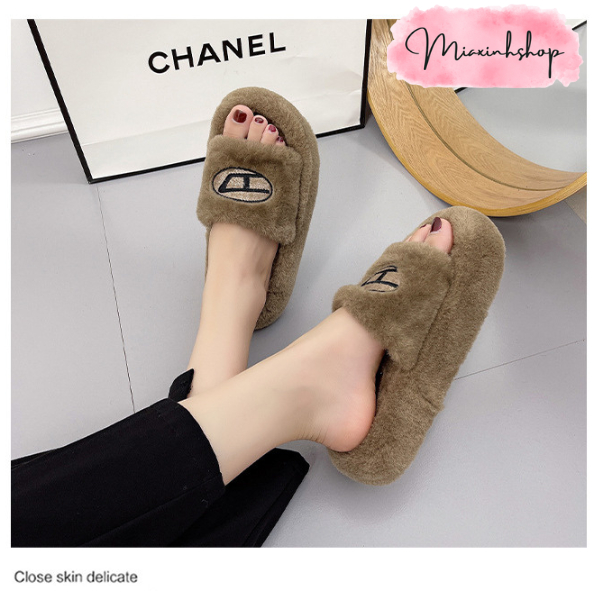 Dép lông nữ dép lê bông đế cao 4P LOẠI 1 FULL HỘP siêu xinh đi mềm êm chân hàng QCCC