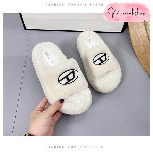 Dép lông nữ dép lê bông đế cao 4P LOẠI 1 FULL HỘP siêu xinh đi mềm êm chân hàng QCCC