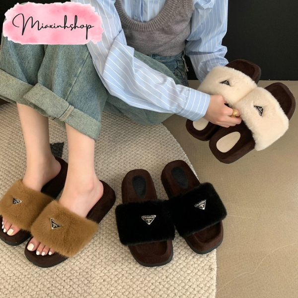 Dép lông nữ dép lê bông đế cao 3P LOẠI 1 FULL HỘP siêu xinh đi mềm êm chân hàng QCCC