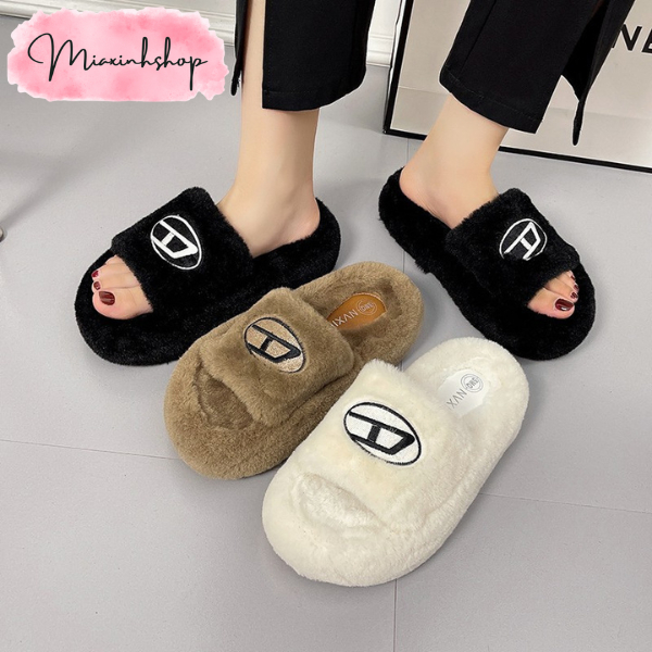 Dép lông nữ dép lê bông đế cao 4P LOẠI 1 FULL HỘP siêu xinh đi mềm êm chân hàng QCCC