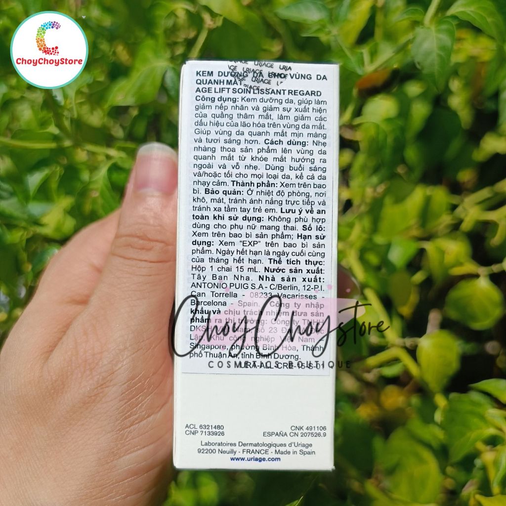 Kem Mắt Uriage Age Lift Eye Cream 15mL Ngừa Lão Hóa, Giảm Thâm & Bọng Mắt