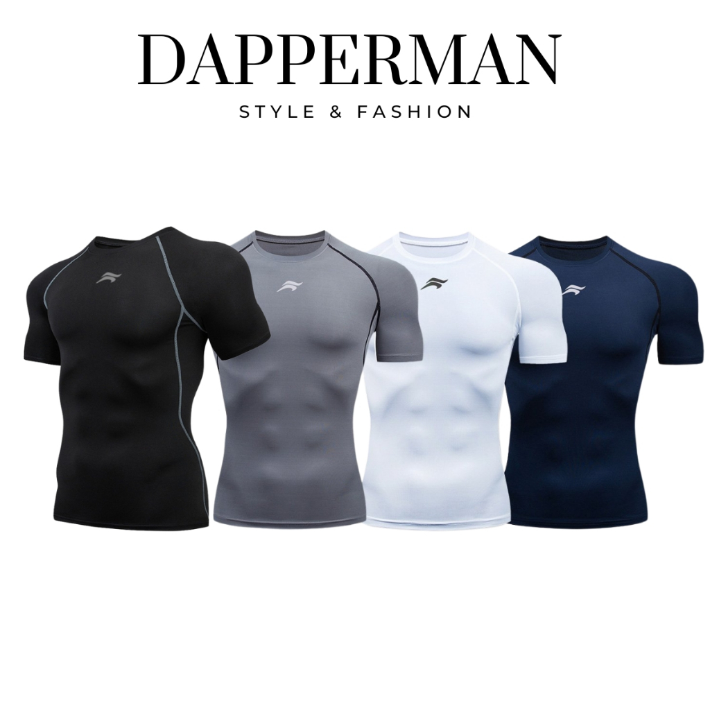 Áo thể thao nam tay ngắn cotton 4 chiều thoáng khí ôm body trẻ trung năng động DAPPERMANk