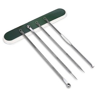 Set 4 dụng cụ nặn mụn hộp nhựa, hộp 4 thanh nặn mụn 2 đầu chất thép không gỉ cao cấp, bộ nặn mụn chuyên dụng 4 món