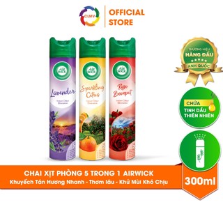 Bình xịt thơm phòng Air Wick, công thức độc đáo khử mùi khó chịu, họng xịt hướng lên khuếch tan nhanh, 300ml
