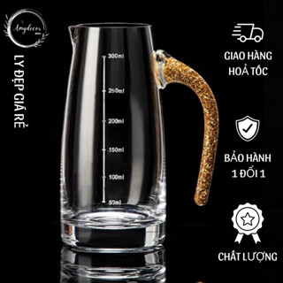 Bình rót rượu chia vạch, ấm rót rượu, bình chia rượu chia vạch có tay cầm, thuỷ tinh cao cấp, dung tích 300ml