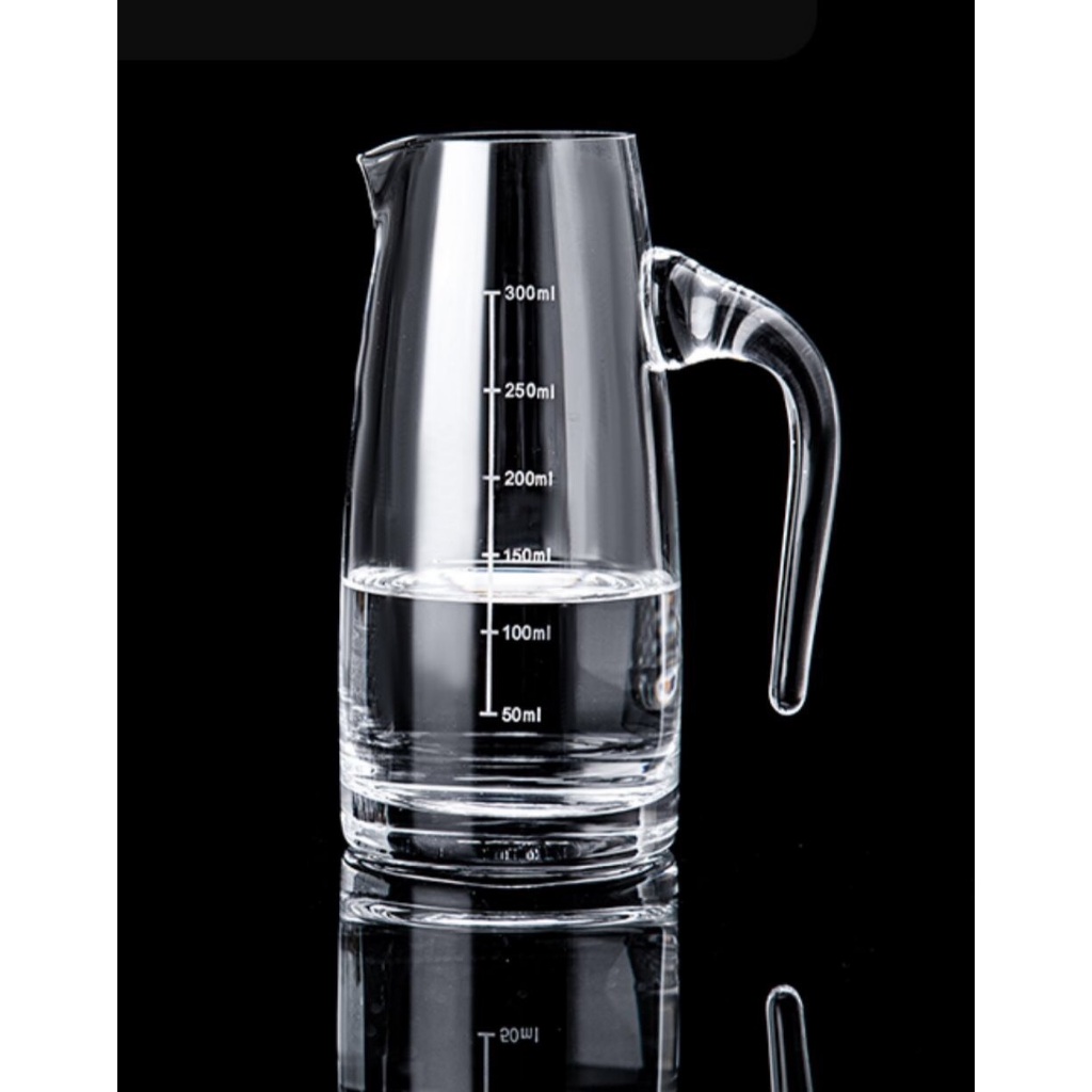 Bình rót rượu chia vạch, ấm rót rượu, bình chia rượu pha lê chia vạch có tay cầm, thuỷ tinh cao cấp, dung tích 300ml