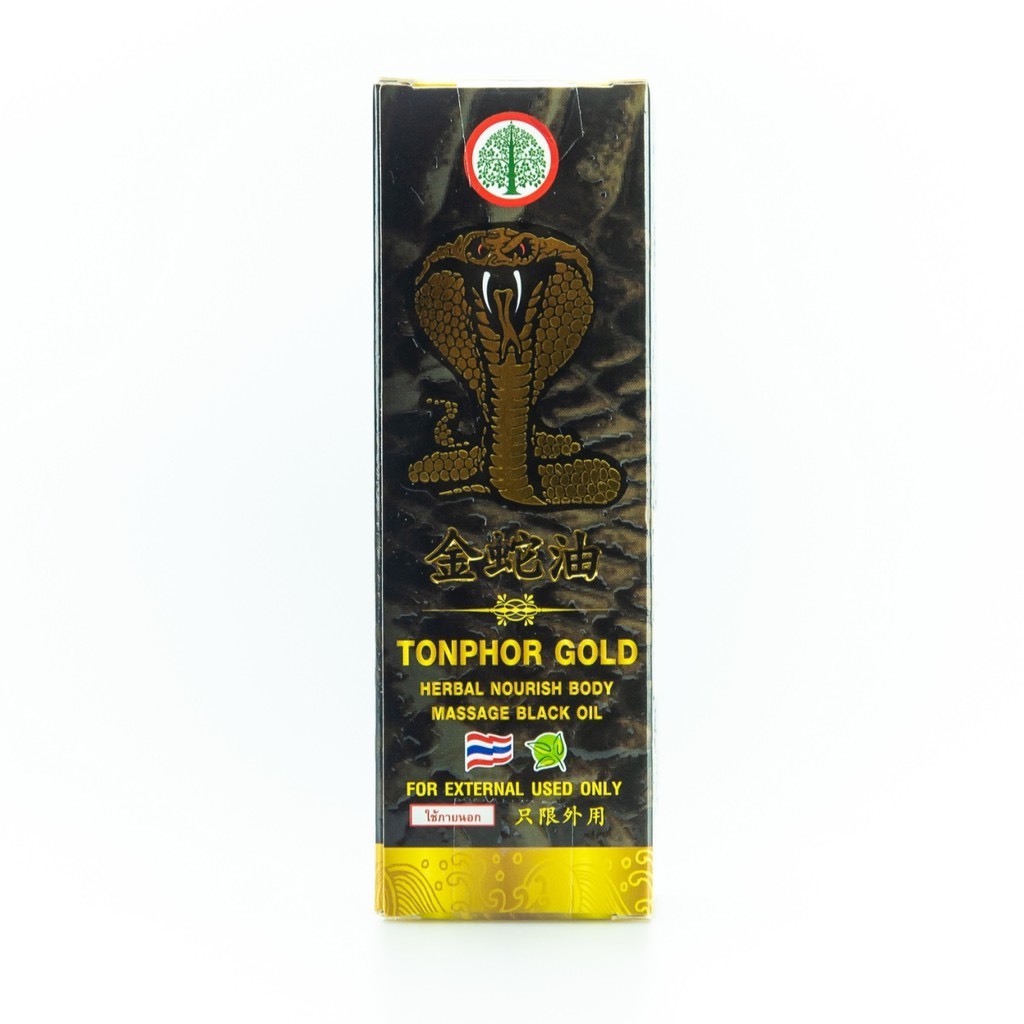 Dầu XỊT rắn hổ mang Tonphor Gold Herbal Body Massage Black Oil Thái Lan
