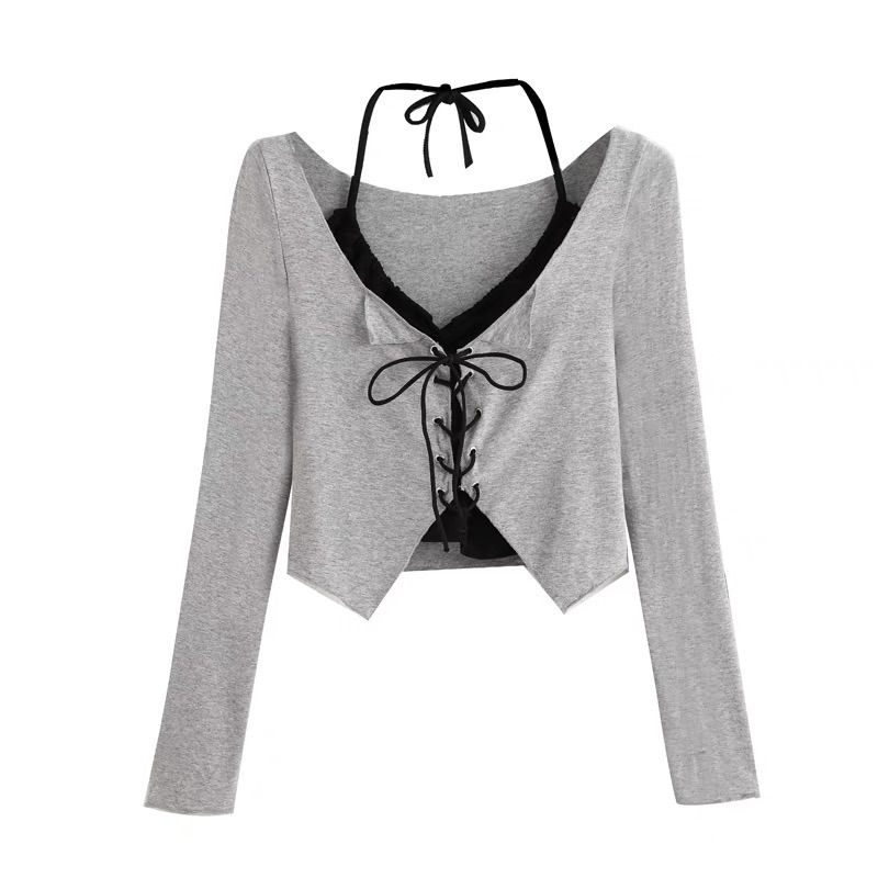 Set 2 món áo lưới croptop mix áo yếm